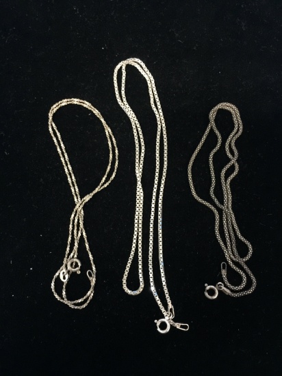 3 Sterling Silver Chain Necklaces