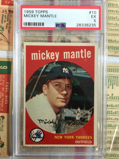 PSA Graded 1959 Topps #10 Mickey Mantle Yankees - Excellent 5 Condition