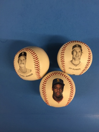 3 Count Lot of Seattle Mariners Fotoballs Baseballs - Ken Griffey Jr, Randy Johnson, Jay Buhner