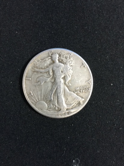 1942 United States Walking Liberty Silver Half Dollar - 90% Silver Coin