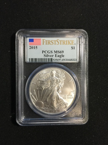 First Strike 2015 U.S. 1 Troy Ounce .999 Fine Silver American Eagle Bullion - PCGS MS69