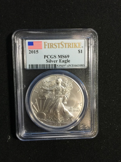 First Strike 2015 U.S. 1 Troy Ounce .999 Fine Silver American Eagle Bullion - PCGS MS69
