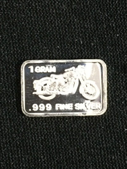 1 Gram .999 Fine Silver Motorcycle Silver Bullion Bar