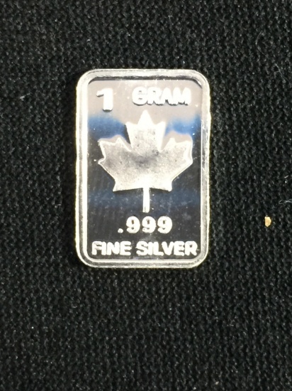 1 Gram .999 Fine Silver Maple Leaf Silver Bullion Bar