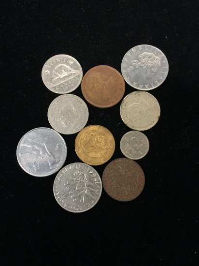 10 Count Lot of Vintage Foreign Coins