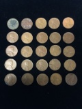 25 Count Lot of United States Lincoln Cent Wheat Pennies