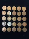 25 Count Lot of United States Lincoln Cent Wheat Pennies