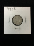 1943-D United States Mercury Dime - 90% Silver Coin