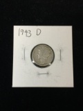 1943-D United States Mercury Dime - 90% Silver Coin