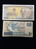 2 Count Lot of Vintage Foreign Currency Bill Notes