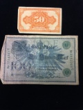 2 Count Lot of Vintage Foreign Currency Bill Notes