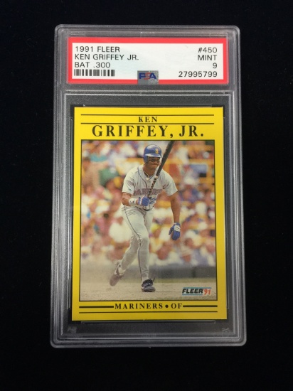 PSA Graded 1991 Fleer Ken Griffey Jr. Mariners Baseball Card - Mint 9