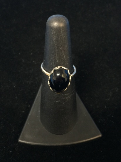 Vintage Sterling Silver & Black Onyx Ring - Size 5.5