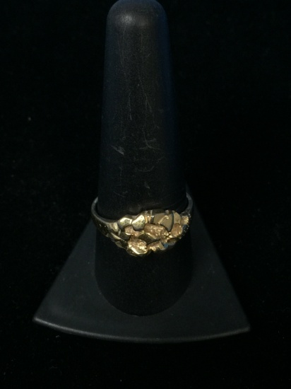 Gold Plated Sterling Silver Nugget Ring - Size 9.75