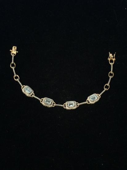 Diamond & Blue Topaz 7.5" Tennis Bracelet