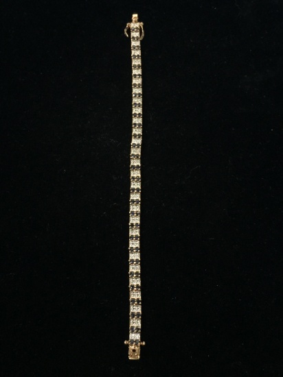 Sapphire & Diamond Sterling Silver 6.5" Tennis Bracelet