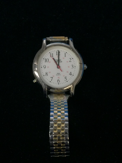 Vintage Timex Indiglo Women's Silver & Gold Tone Watch