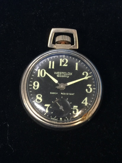 Vintage Westclox Scotty Pocket Watch - Silver Tone