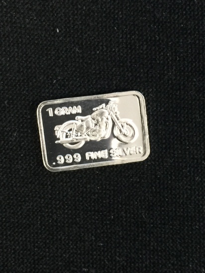 1 Gram .999 Fine Silver Motorcycle Silver Bullion Bar