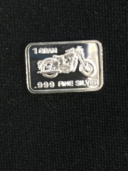 1 Gram .999 Fine Silver Motorcycle Silver Bullion Bar