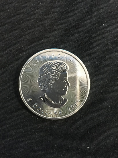 1 Troy Ounce .9999 Extra Fine Silver 2014 $5 Canadian Maple Leaf Bullion Coin