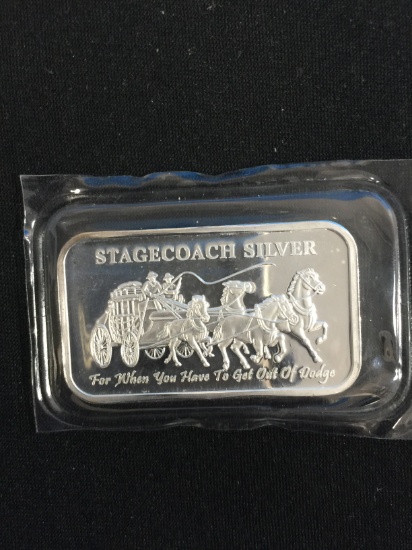 1 Troy Ounce .999 Fine Silver Stagecoach Silver Bullion Bar