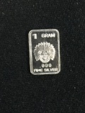 1 Gram .999 Fine Silver Indian Chief Silver Bullion Bar