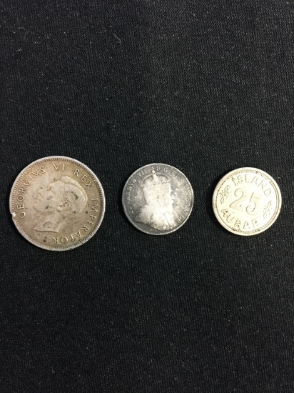 3 Count Lot of Vintage SILVER Foreign Coins