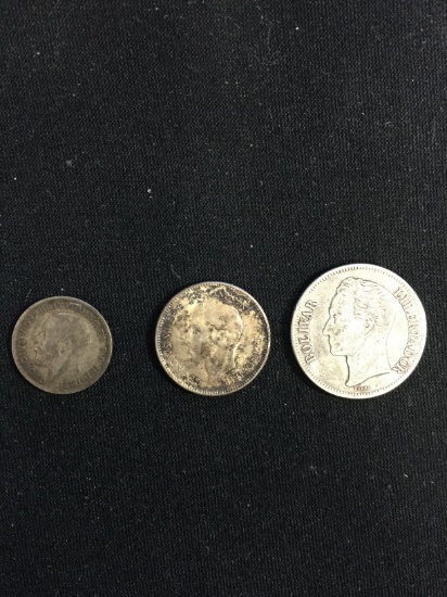 3 Count Lot of Vintage SILVER Foreign Coins