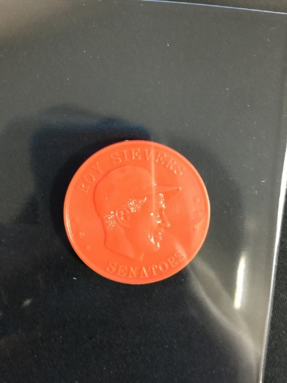 1959 Armour Hot Dog Baseball Roy Sievers Senators Orange Coin - VERY RARE