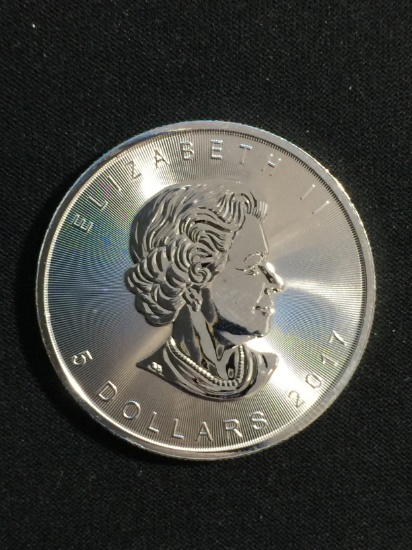 1 Ounce .9999 Extra Fine Silver 2017 Canadian Maple Leaf $5 Bullion Coin