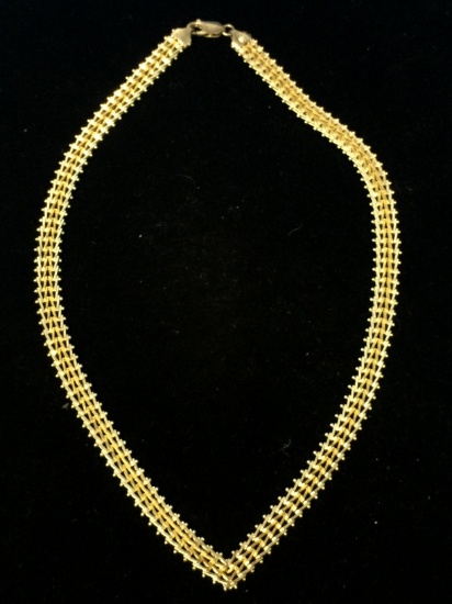 Heavy 18" Woven Link V Chain Necklace - 30 Grams