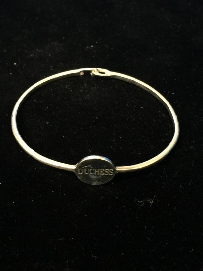 "Duchess" Sterling Silver Bangle Bracelet W/ Hook & Loop Clasp