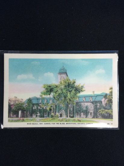 Vintage Unused Postcard - 1930's-20's Main Bldgs., Ont. School For The Blind, Brantford, Ontario, Ca