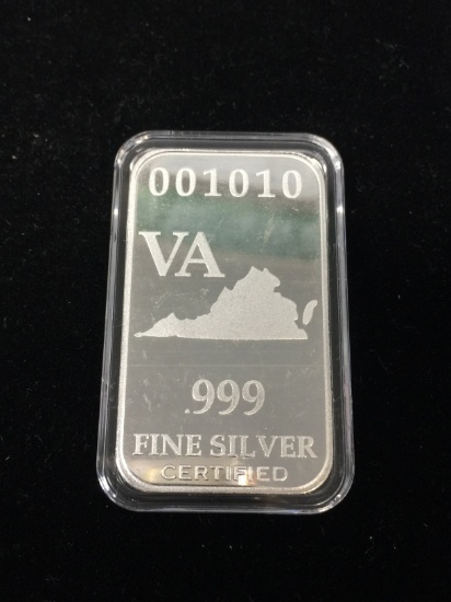 1 Troy Ounce .999 Fine Silver Bar from United States Fine Silver Bar Set - VIRGINIA