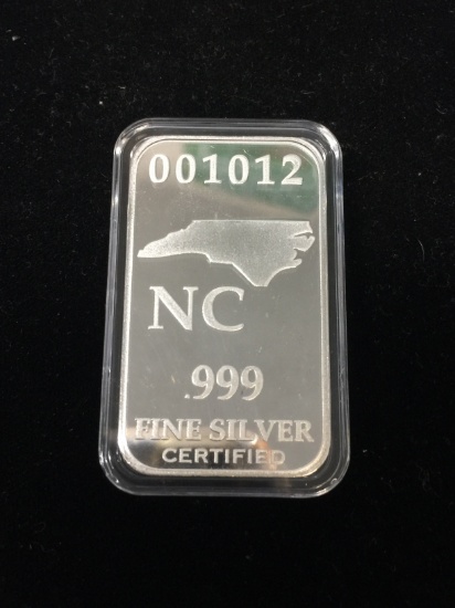 1 Troy Ounce .999 Fine Silver Bar from United States Fine Silver Bar Set - NORTH CAROLINA