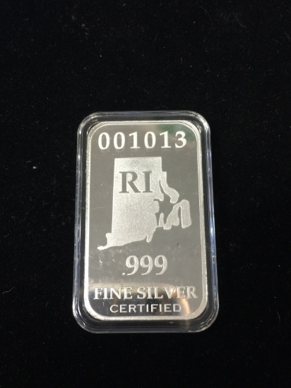 1 Troy Ounce .999 Fine Silver Bar from United States Fine Silver Bar Set - RHODE ISLAND
