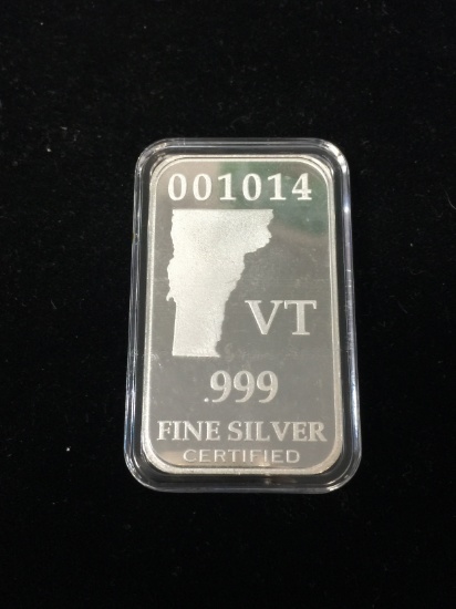 1 Troy Ounce .999 Fine Silver Bar from United States Fine Silver Bar Set - VERMONT