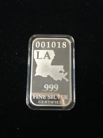1 Troy Ounce .999 Fine Silver Bar from United States Fine Silver Bar Set - LOUISIANA