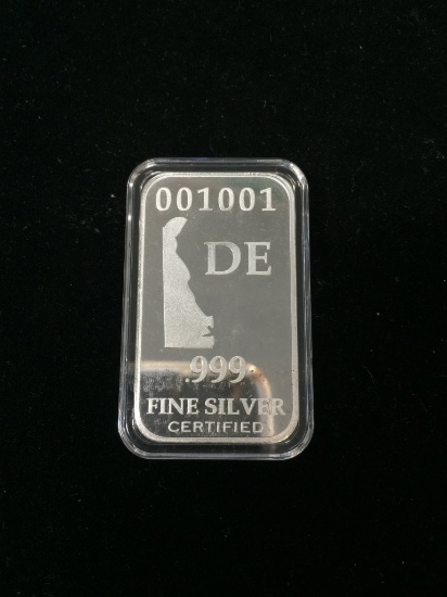 1 Troy Ounce .999 Fine Silver Bar from United States Fine Silver Bar Set - DELAWARE