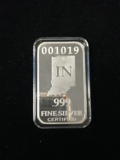 1 Troy Ounce .999 Fine Silver Bar from United States Fine Silver Bar Set - INDIANA