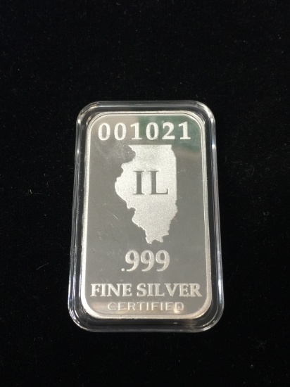 1 Troy Ounce .999 Fine Silver Bar from United States Fine Silver Bar Set - ILLINOIS