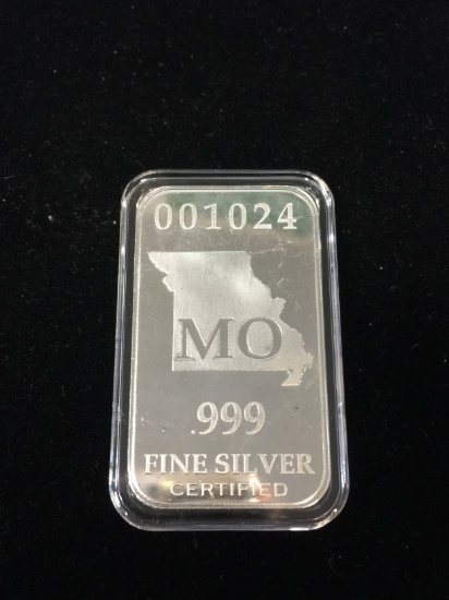 1 Troy Ounce .999 Fine Silver Bar from United States Fine Silver Bar Set - MISSOURI