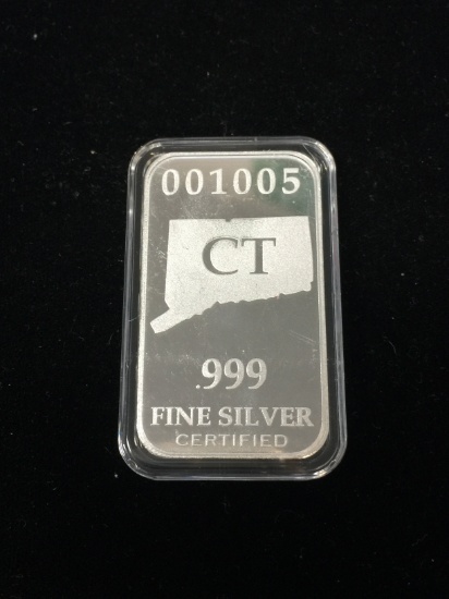 1 Troy Ounce .999 Fine Silver Bar from United States Fine Silver Bar Set - CONNECTICUT