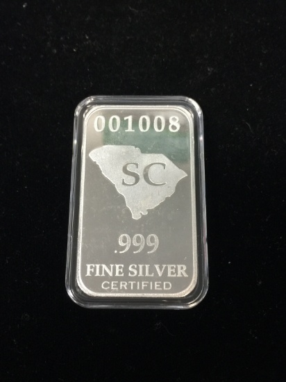 1 Troy Ounce .999 Fine Silver Bar from United States Fine Silver Bar Set - SOUTH CAROLINA