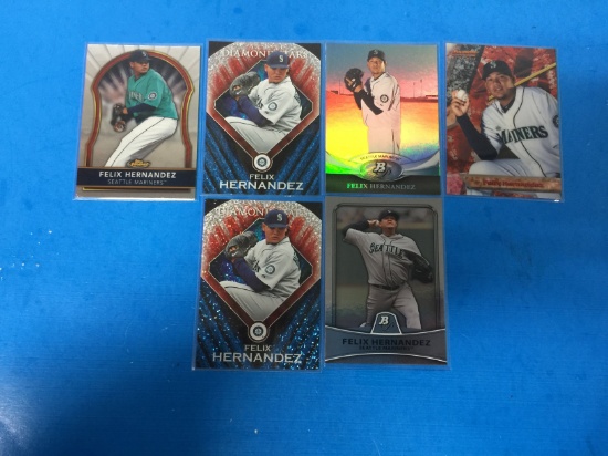 6 Card Lot of all FELIX HERNANDEZ Seattle Mariners Baseball Cards