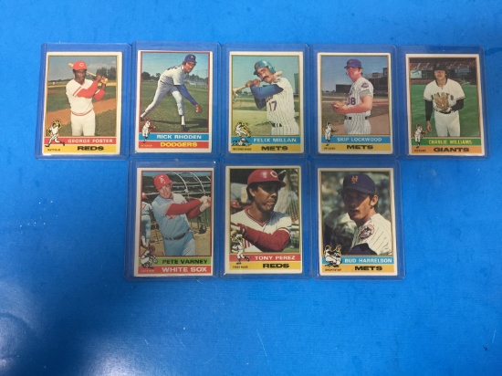 8 Card Lot of all 1976 Topps Baseball Cards in Top Loader Cases