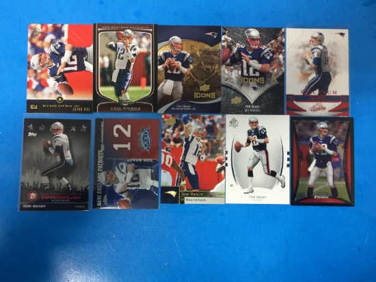 10 Card Lot of all TOM BRADY New England Patriots Football Cards
