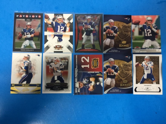 10 Card Lot of all TOM BRADY New England Patriots Football Cards