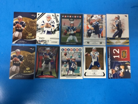 10 Card Lot of all TOM BRADY New England Patriots Football Cards